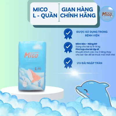 Tã Bỉm Xanh Bệnh Viện Mico , tã bỉm quần size L46(9-14kg) cho sơ sinh và cho bé,nhập khẩu nội địa trung