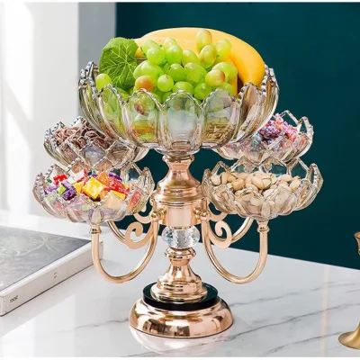 Khay đựng mứt Tết, bánh kẹo, hoa quả, đồ ăn vặt - Khay 5 cánh sen xoay 360 độ sang trọng và tiện lợi.
