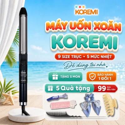 Máy uốn tóc xoăn Hàn Quốc Koremi tự xoay trục 360 độ, máy làm tóc xoăn lọn to, nhỏ Chuyên nghiệp cho Salon, BH 12 tháng