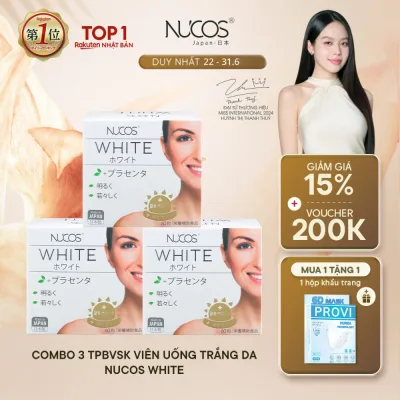 TPBVSK Viên Uống Trắng Da Nucos White Hỗ Trợ Mờ Thâm Nám Sáng Da Chống Nắng [3 Hộpx60 viên]