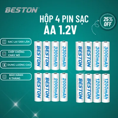 Bộ 4 pin Sạc Beston AA 1.2V Ni-Mh 1200mAh, 2000mAh, 3000mAh, 3300mAh đồ chơi,pin remote tivi