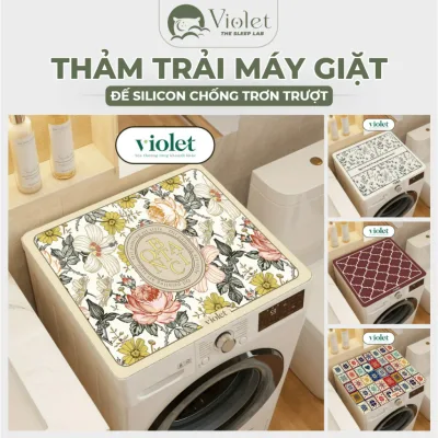 Thảm Máy Giặt Violet Home Họa Tiết Retro Sang Trọng Lót Tủ Lạnh, Lò Vi Sóng