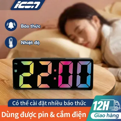 Đồng Hồ Báo Thức LED Để Bàn ICON - Phong Cách Vintage, Trang Trí Phòng Học, Bàn Gaming & Phòng Khách Độc Đáo