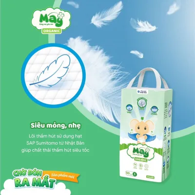 Tã Bỉm Dán, Bỉm Quần MÂY Organic Việt Nam - Bỉm quần chống hăm siêu mỏng, đai chun mềm thấm hút cho bé