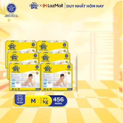 Combo of 6 Unidry Super Dry Diapers, New Super Jumbo Package, Size M76/L68/Xl62