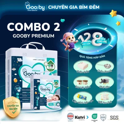 Combo 2 bịch Bỉm Quần Gooby Premium-Chuyên gia bỉm đêm, chống trào 12h, đủ size M/L/XL/XXL