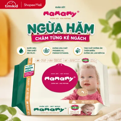Khăn Ướt Ngừa Hăm Mamamy Cho Bé Không Mùi Và Có Mùi Tinh Dầu Cúc Vạn Thọ- Gói 100 tờ