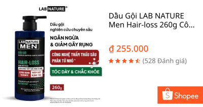 Dầu Gội LAB NATURE Men Hair-loss 260g Công nghệ Nano Giảm Rụng Tóc 10 Lần