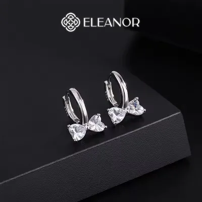 Bông tai nữ chuôi bạc 925 Eleanor Accessories hình nơ đính đá phụ kiện trang sức khuyên tai 9753