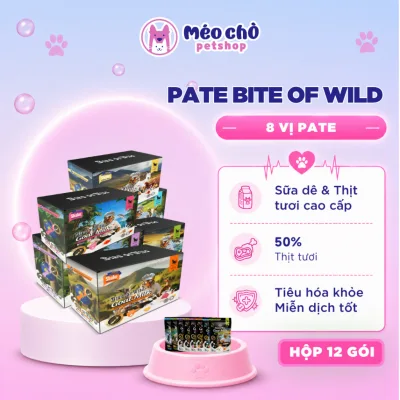 Pate Bite of Wild Cao Cấp Hộp 12 Gói 70G Công Thức Sữa Dê, Giàu Đạm, Ít Béo - Méo Chò Petshop