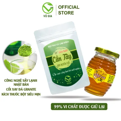 Vu Gia Pure Freeze-Dried Celery Powder (50G/Bag) + Pure Coffee Flower Honey 100ml - Safe Weight Loss, Detoxification, Cancer Prevention, Skin Care Mask