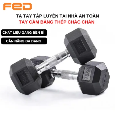 Tạ Tập Gym Tại Nhà Thiết Kế Lục Giác Chống Trơn Trượt, Chất Liệu Gang Bọc Cao Su Bền Bỉ (2,5-30Kg)