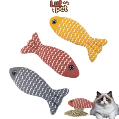 Thú bông catnip cho chó mèo, cá nhồi cỏ mèo, gấu bông hình cá cho mèo - lutpet