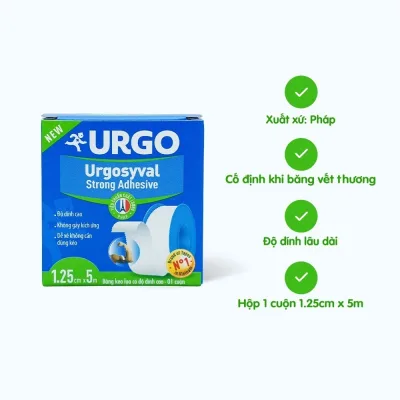 Băng keo y tế lụa urgosyval có độ dính cao URGO Syval Strong Adhesive dùng cố định băng gạc và các thiết bị y tế