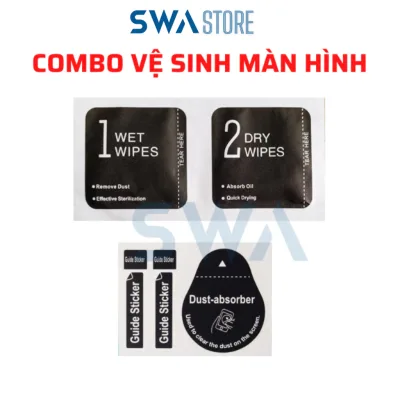 Combo Giấy khô ướt và decal hút bụi vệ sinh màn hình điện thoại, máy tính bảng, đồng hồ thông minh