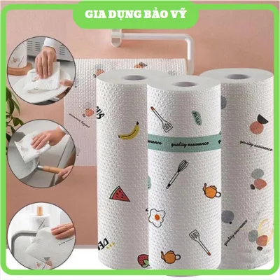 5 CUỘN Khăn lau bếp đa năng Họa tiết 20CM siêu dai, thẩm hút tốt, có thể tái sử dụng BV13