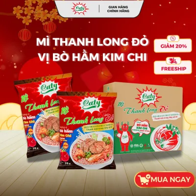 Mì Thanh Long Đỏ Caty Vị Bò Hầm Kim Chi 70g