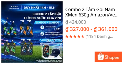 Combo 2 Tắm Gội Nam XMen 630g Amazon/Vegas/Wood/Fire - Mùi Hương Mới Hương Nước Hoa Phong Trần