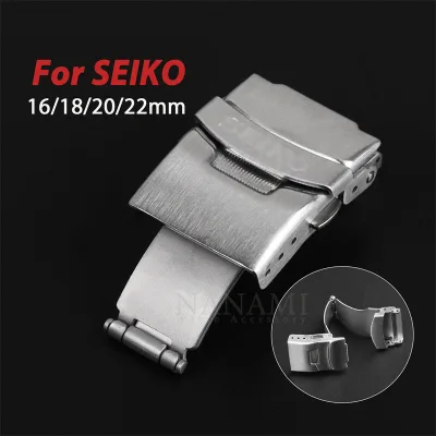 Khóa đồng hồ bằng thép không gỉ 16mm 18mm 20mm 22mm cho SEIKO Diver Dây đồng hồ bấm đôi Đồng hồ gấp Khóa đồng hồ Nút kim loại bạc Phụ kiện đồng hồ