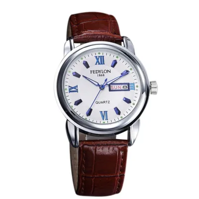 Đồng hồ nam dây da Winwinshop88 DH230 (Nâu)