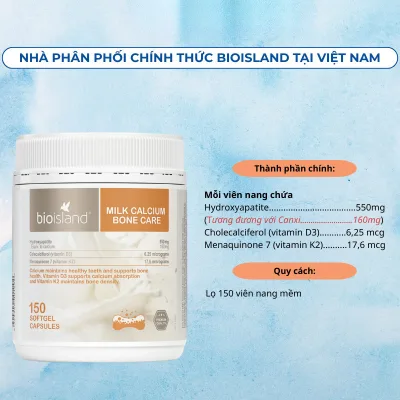 Viên Uống Bổ Sung Canxi Milk Calcium Bone Care Bio Island (BoneCare 150 viên)
