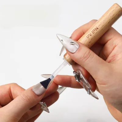 Removable Wooden Nail Polish Brush + 50 Replacement Tips – Handmade Nail Art Tools (Not for Use with Nail Polish Bottles)