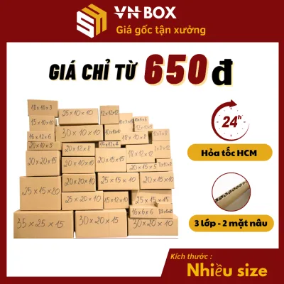 Combo 10 Hộp carton đóng gói hàng nhiều kích thước giá rẻ, size đựng phụ kiện mỹ phẩm - VN BOXHCM