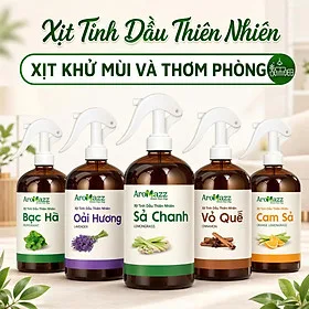 Xịt Tinh Dầu Thiên Nhiên Khử Mùi Thơm Phòng Sả Chanh, Cam Sả, Vỏ Quế, Bạc Hà, Oải Hương Chai Lớn 300ml