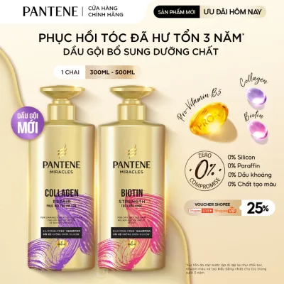 Dầu Gội PANTENE MIRACLES Không Silicon & Bổ Sung Dưỡng Chất Cho Tóc Chắc Khỏe/ Phục Hồi Hư Tổn - Chai 300ML/500ML