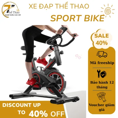 Xe đạp tập gym Spin Bike, màu đỏ đen Tặng kèm Đồng hồ
