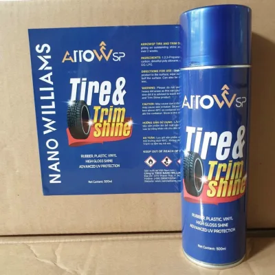 Arrow Sp Tire & Trim Shine 500ml high-quality black car polish and plastic conditioner spray, renews car tires, protects plastic, and prevents fading