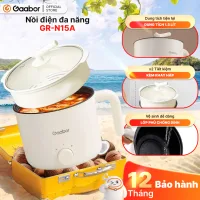 Nồi điện đa năng Gaabor GR-N15A lẩu điện 1.5L chống dính công suất 600W ăn mì nấu lẩu kèm xửng hấp