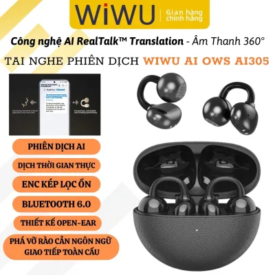 Enc Headphones Translate Open-Ear Ai Realtalk ™ Translation Bluetooth 6.0 Wireless Wiwu Ows Ai305 - Bluetooth 6.0, Real-Time Translation, 360 Sound ° Directional Sound Transmission, Dynamic Bass 9 & Surround Sound 9, Driver 12mm Dual Magnetic Circuit