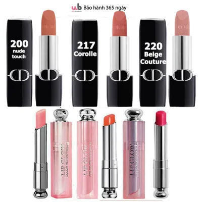 Full color Dior adhere Lip Glow Balm and Dior spool Velvet Matte Lipstick, updated new color for the year.