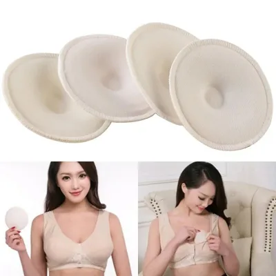4 Miếng Bông Trắng Mềm Mại Thấm Hút, Miếng Lót Cho Con Bú Có Thể Giặt Được, Tái Sử Dụng Được Dành Cho Bé Từ 0-36 Tháng Tuổi