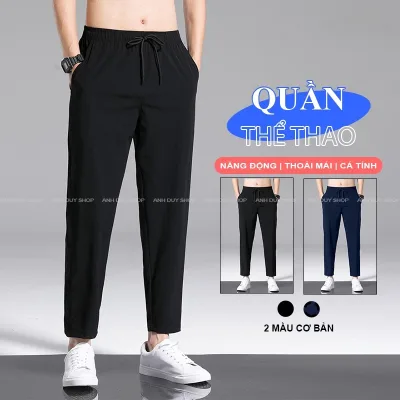 Quần Thể Thao Nam Nữ Dài Trơn Basic Thể Dục Ống Suông Thun Poly Unisex