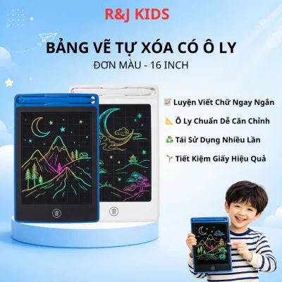 Bảng Vẽ Tự Xóa Điện Tử Ô Ly LCD – Bảng Tập Viết & Tập Vẽ Thông Minh Cho Bé Dùng Pin/ Dùng Sạc
