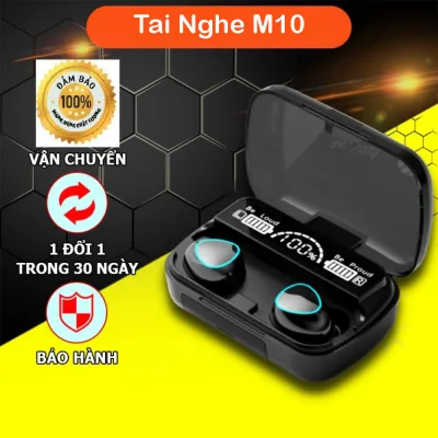 Tai nghe bluetooth M10 Pin Trâu 3500mAh Bản Quốc Tế Có Mic Đàm Thoại, Kháng Nước Bụi, âm thanh trung thực, đèn Led đẹp mắt, hộp sạc có màn hình