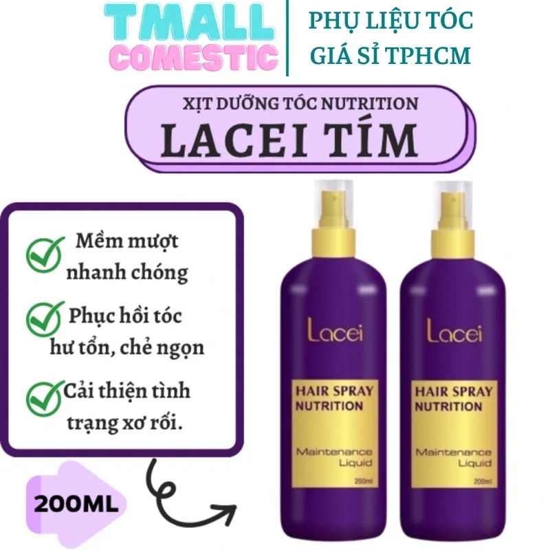 [Bán Chạy] NƯỚC XỊT DƯỠNG TÓC LACEI NUTRITION TÍM 200ML