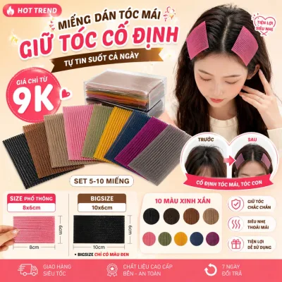 Set 5 -10 miếng dán tóc mái (6x8cm), giữ tóc mái trang điểm, giữ cài tóc cố định cho nữ