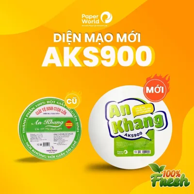 Combo 5 giấy vệ sinh cuộn lớn cao cấp 2 lớp 900g AN KHANG AKS900 | 100% bột giấy nguyên sinh |giấy vệ sinh tan nhanh trong nước giá rẻ