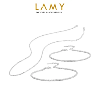 Bộ trang sức bạc LAMY Dây chuyền, lắc tay và lắc chân Twinkle Silver