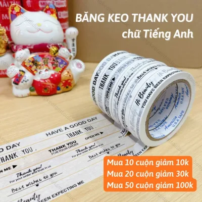 Băng keo thank you dán nắp ly mẫu chữ tiếng Anh dành cho ly cafe, trà sữa