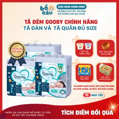 Tã bỉm quần đêm Gooby Premium,chuyên gia bỉm đêm,tã dán tã quần đủ size M/L/XL/XXL/XXXL