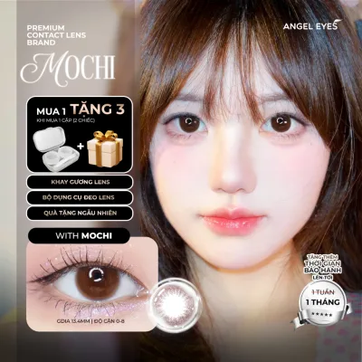 Lens nâu có độ cận Mochi hiệu Angel Eyes có độ từ 0 - 8 độ, dòng kính áp tròng nâu có độ phù hợp kỷ yếu, đi học, cô dâu