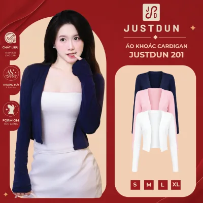 Áo Khoác Cardigan JUSTDUN 201 Nữ - Dáng Vừa, Vải Cotton Mịn, Mềm Mại, Thoáng Mát, Co Giãn Êm Ái