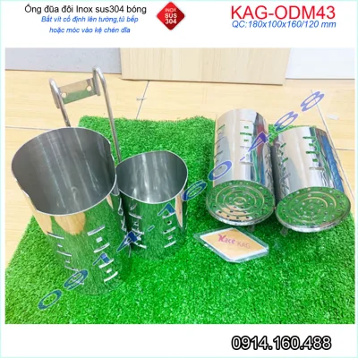 Ống đũa KAG-ODM43 có 2 ngăn, HÀNG Y HÌNH Kệ đựng đũa nhà bếp Inox dập khuôn cao cấp SUS304 sáng bóng sử dụng vĩnh viễn