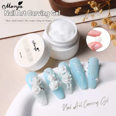 Monja 5ml Điêu Khắc Trắng Móng Tay Nghệ Thuật Tranh Gel Không Lau Chống Dính Tay Khắc Gel 3D Nhúng Vẽ Plasticine UV Gel Dụng Cụ Làm Móng Tay