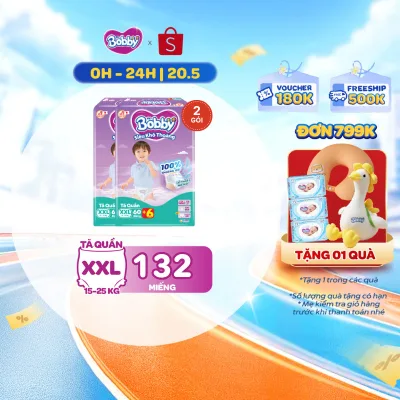 [Tặng miếng ngẫu nhiên] Combo 02 gói tã quần Bobby Siêu Khô Thoáng - 100% Thoáng Khí Ultra Jumbo M/L/XL/XXL/XXL