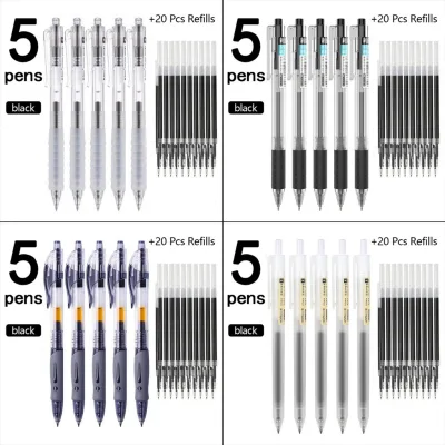 5 Cái + 20Refills Ballpen, Bút Ký, Bút Bi Gel Đen / Đỏ / Xanh 0.5mm
